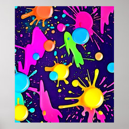 Póster Neon Color Splash Art