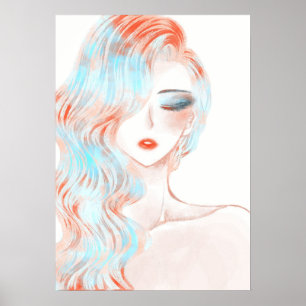 Póster Neon colored girl artwork