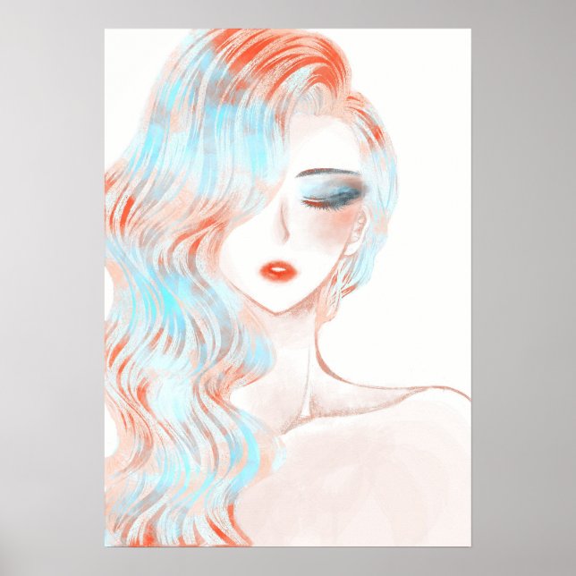 Póster Neon colored girl artwork (Frente)