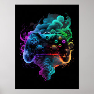 Póster Neon Colorful Game Controller