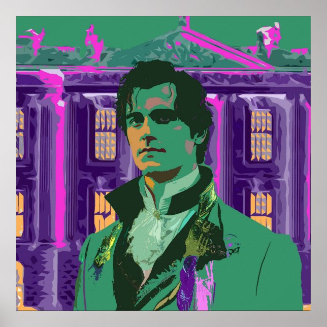 Póster Neon Cyberpunk Handsome Mr Darcy Portrait (Frente)
