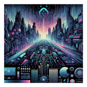 Póster Neon Cyberworld