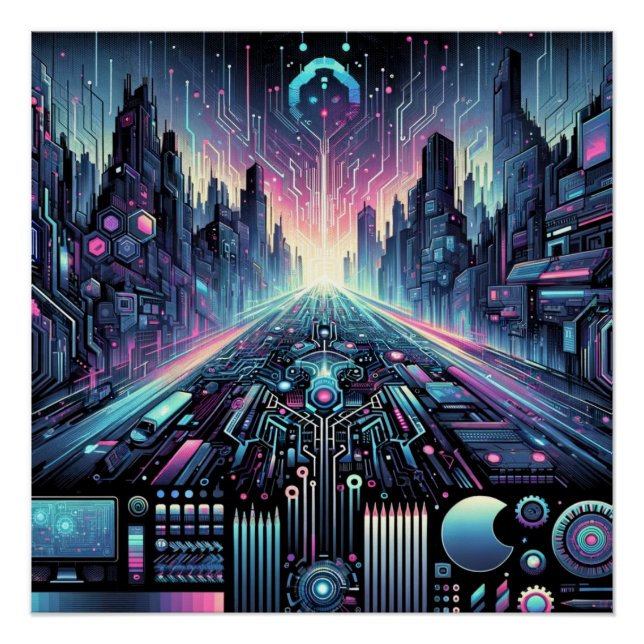 Póster Neon Cyberworld (Anverso)