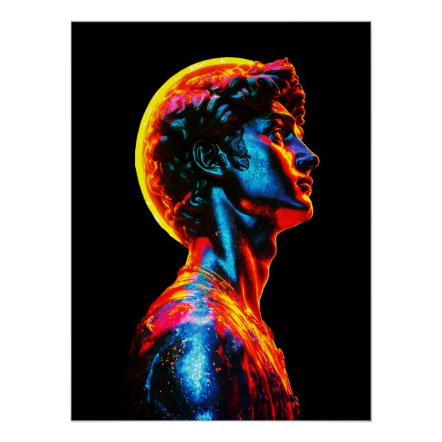 Póster Neon David Statue  (Anverso)