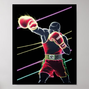 Póster Neón de boxeo mexicano