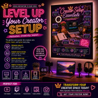 Póster Neon de Configuración Esencial del Creador