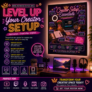 Póster Neon de Configuración Esencial del Creador