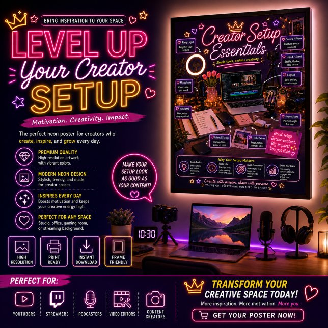 Póster Neon de Configuración Esencial del Creador  (Subido por el creador)