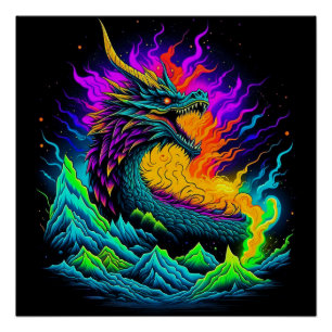 Póster Neon Dragon