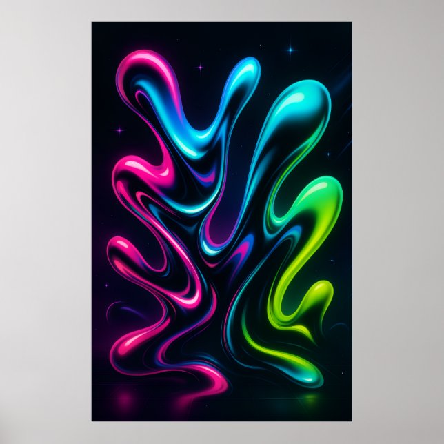 Póster Neon Dreams II Abstract Canvas | Chrome Wall Art (Frente)