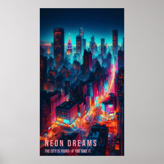 Póster Neon Dreams - Poster de la ciudad nocturna (Frente)