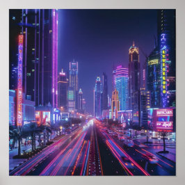 Póster Neon Drenched Dubai