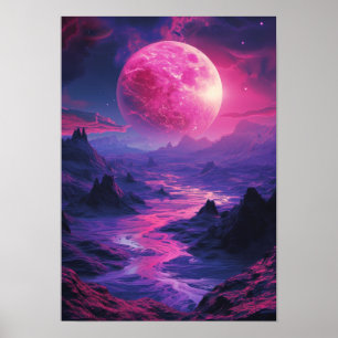 Póster Neon Exoplanet Landscape Poster