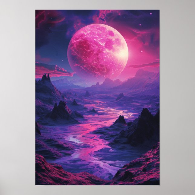 Póster Neon Exoplanet Landscape Poster (Frente)