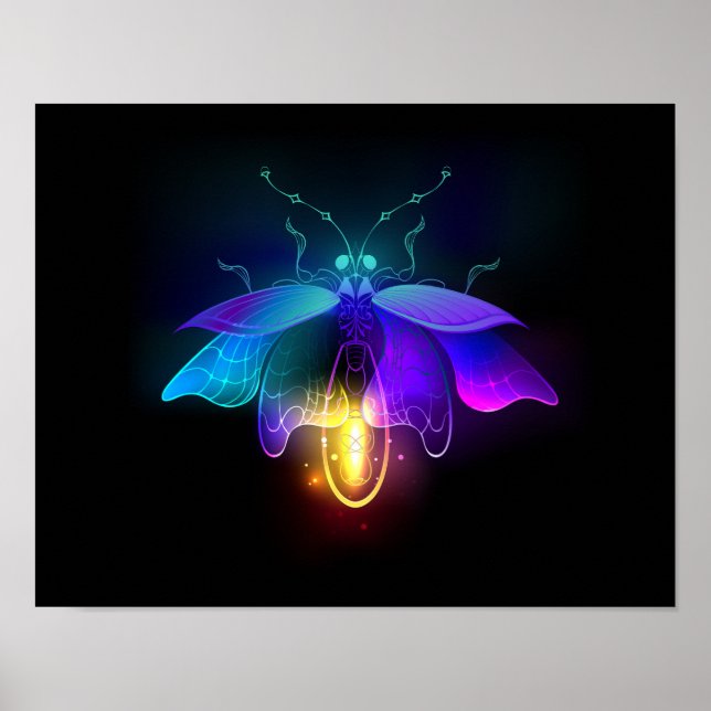 Póster Neon Firefly en negro (Frente)