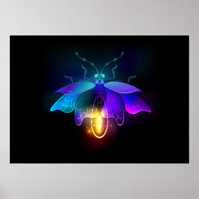 Póster Neon Firefly en negro (Frente)