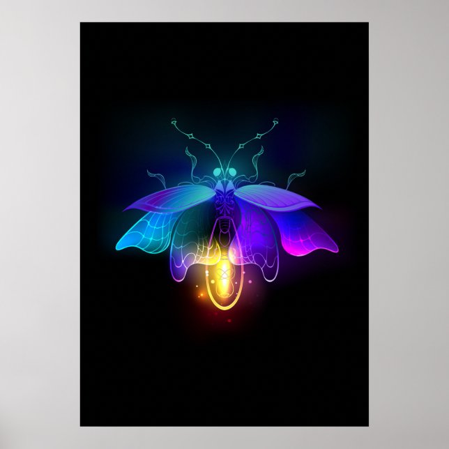 Póster Neon Firefly en negro (Frente)