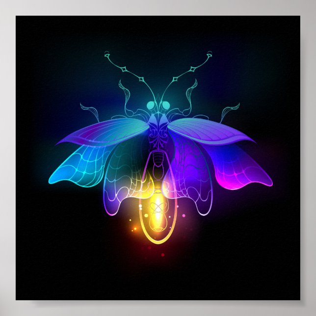 Póster Neon Firefly en negro (Frente)