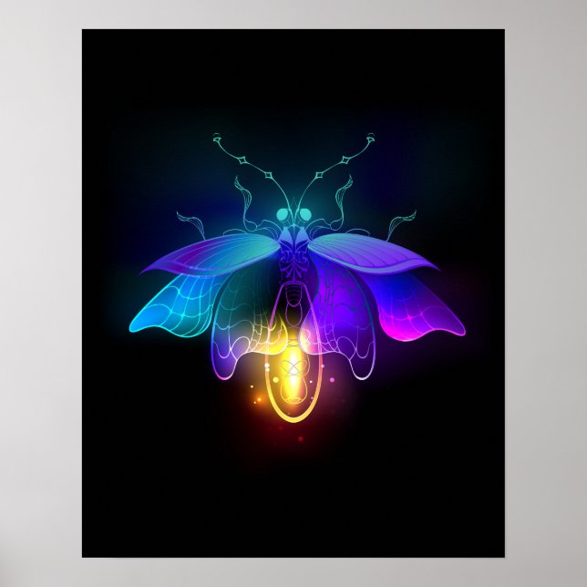 Póster Neon Firefly en negro (Frente)