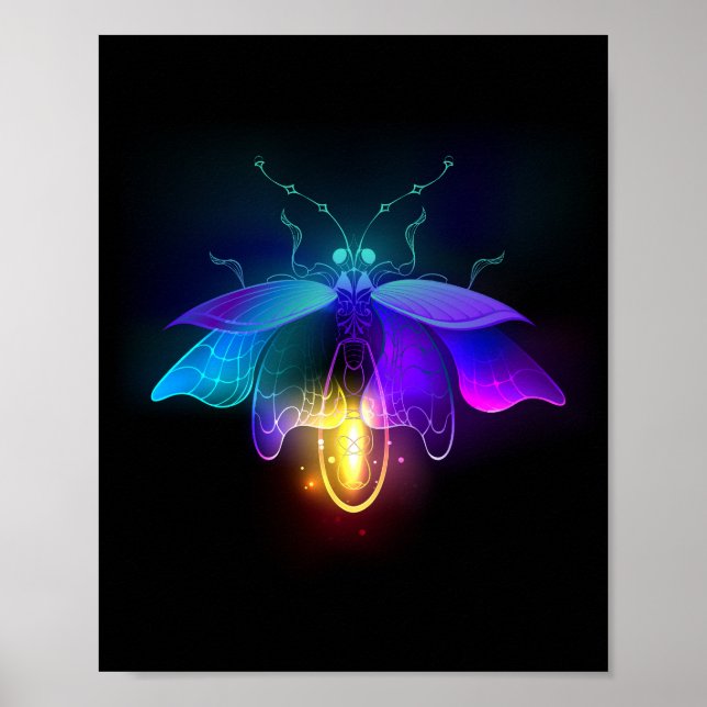Póster Neon Firefly en negro (Frente)