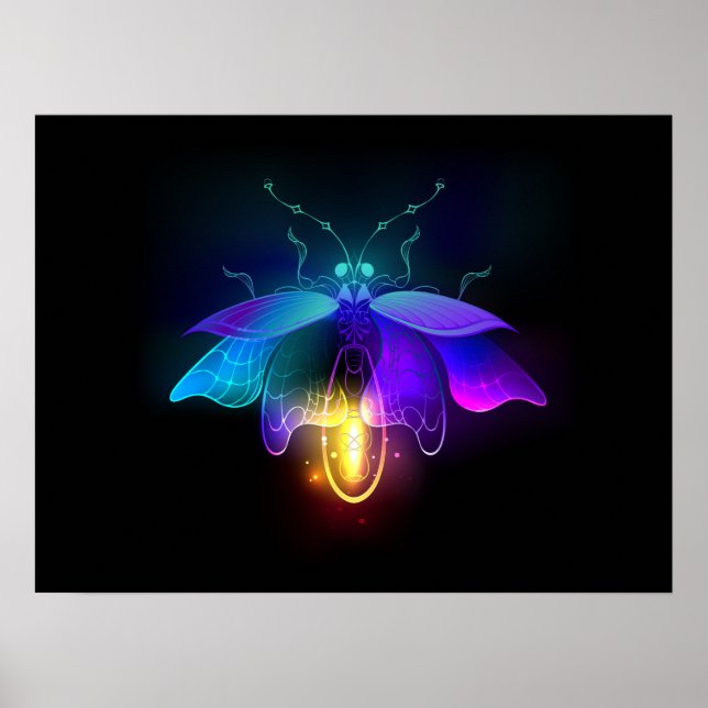 Póster Neon Firefly en negro (Frente)
