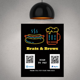 Póster Neon Food Scan para pagar el código QR