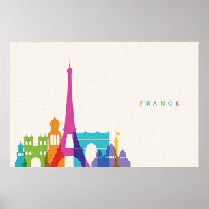 Póster Neon France Skyline