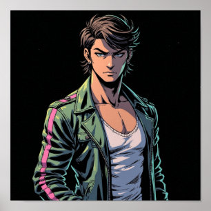 Póster "Neon Fury: Anime Outlaw Edition"