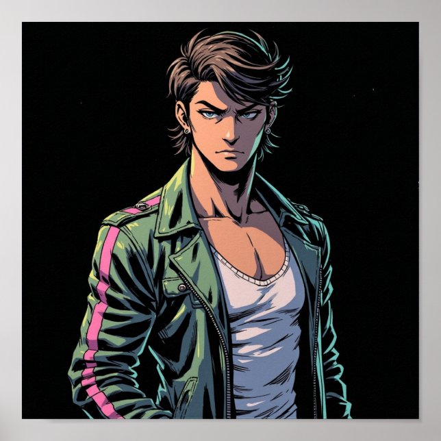 Póster "Neon Fury: Anime Outlaw Edition" (Frente)