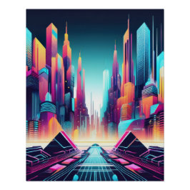 Póster Neon Futurista Cyber City Art
