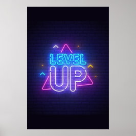 Póster Neon Gamer Level Up