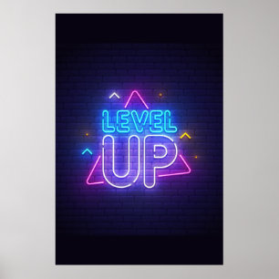 Póster Neon Gamer Level Up