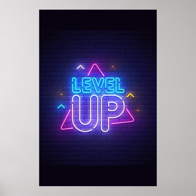 Póster Neon Gamer Level Up (Frente)