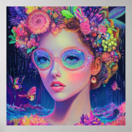Póster Neon Garden Goddess