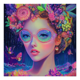 Póster Neon Garden Goddess