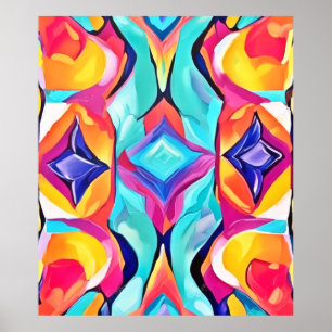 Póster Neon Geometric Fusion Art