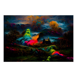 Póster Neon Ghosts en un entorno de fantasía