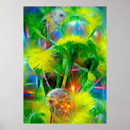 Póster Neon Glow Dandelions en Dream Garden