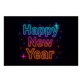 Póster Neon Glow Gradient Typography Party Vibes Cool