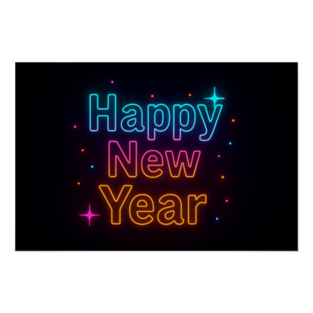 Póster Neon Glow Gradient Typography Party Vibes Cool (Anverso)