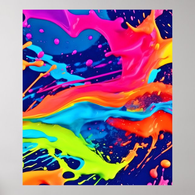 Póster Neon Glow Liquid Swirls Design (Frente)