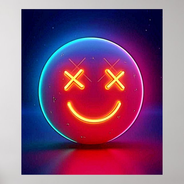 Póster Neon Glow Smiley Face (Frente)