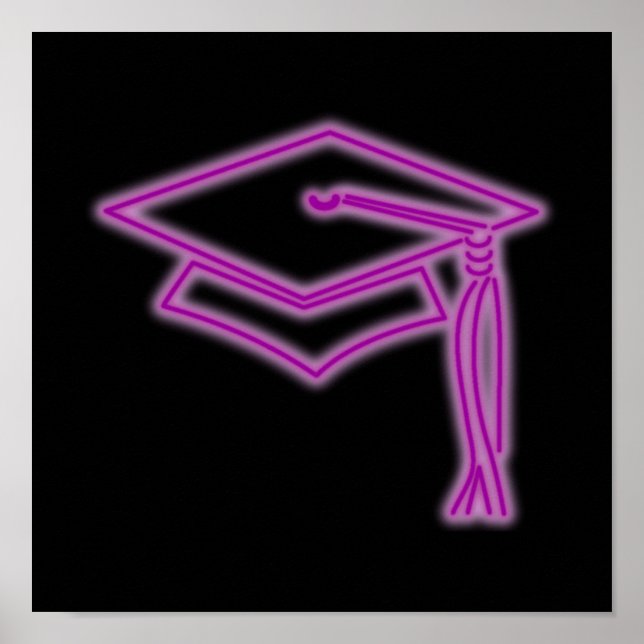 Póster Neon Grad Cap Purple Poster (Frente)