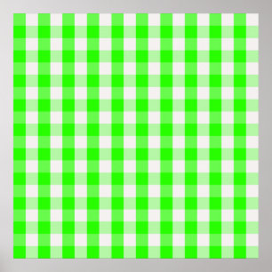 Póster Neon Green Gingham Pattern de Shirley Taylor