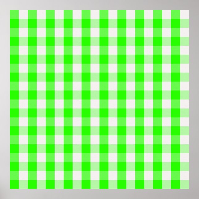 Póster Neon Green Gingham Pattern de Shirley Taylor (Frente)