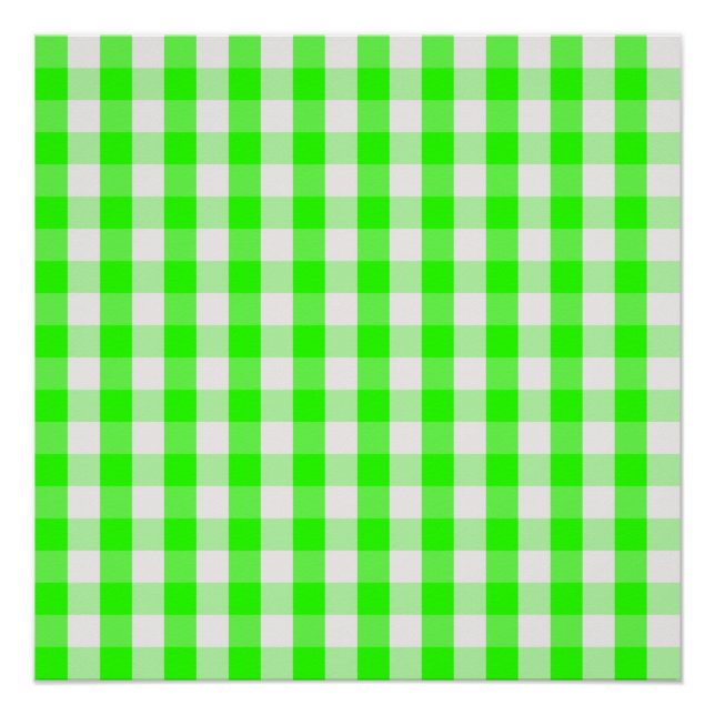 Póster Neon Green Gingham Pattern de Shirley Taylor (Anverso)
