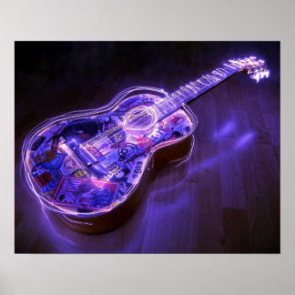 Póster Neon Guitar Poster