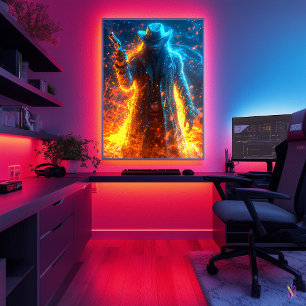 Póster Neon Gunslinger – Forajido Cyberpunk del Oeste