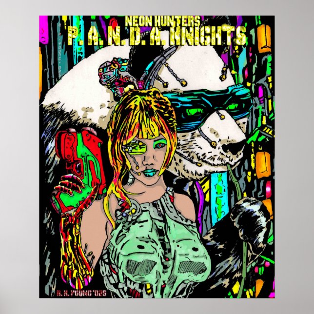 Póster Neon Hunters: P. A. N. D. A. Knights (Frente)