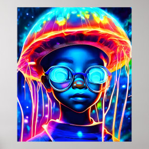 Póster Neon Jellyfish Child Vision